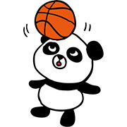(バスケットボールTシャツ)パンダ×バスケ（キュート）